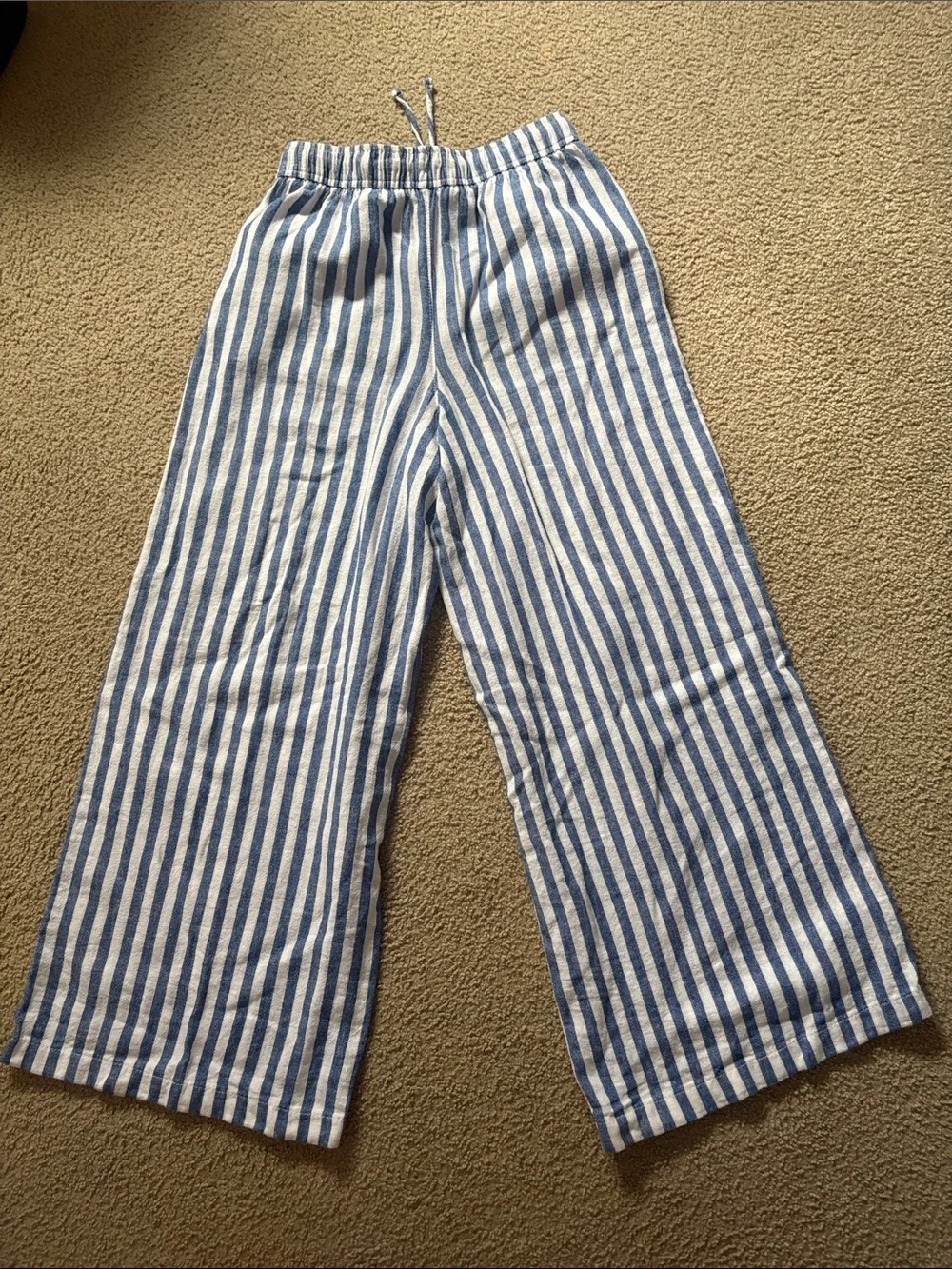 Old Navy Blue & White Striped Wide-Leg Kids Pants